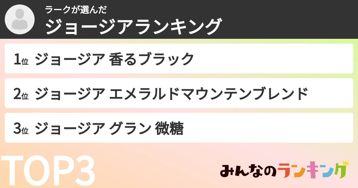 ラークさんの「ジョージアランキング」