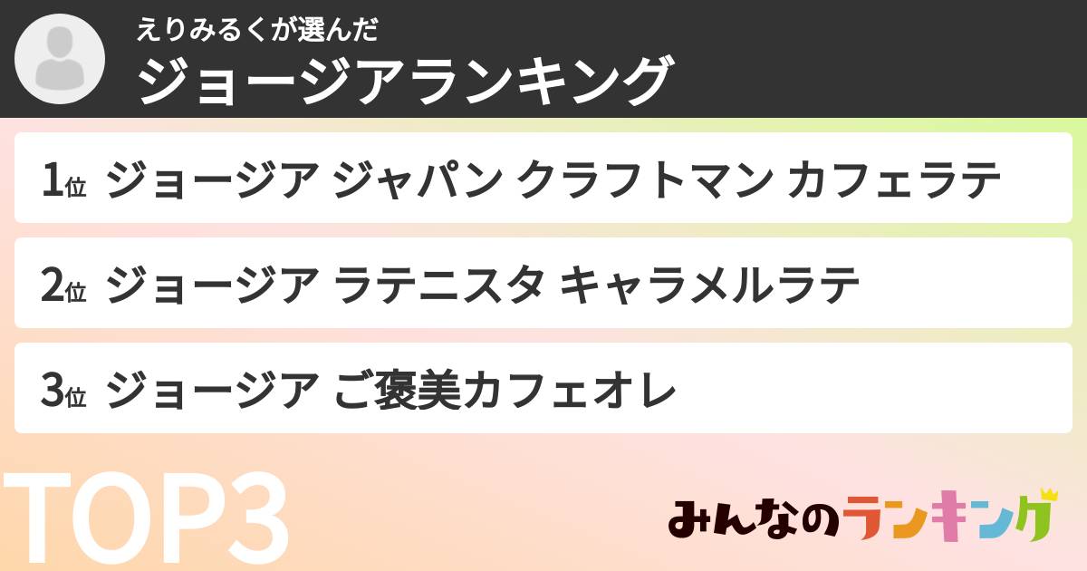 えりみるくさんの「ジョージアランキング」