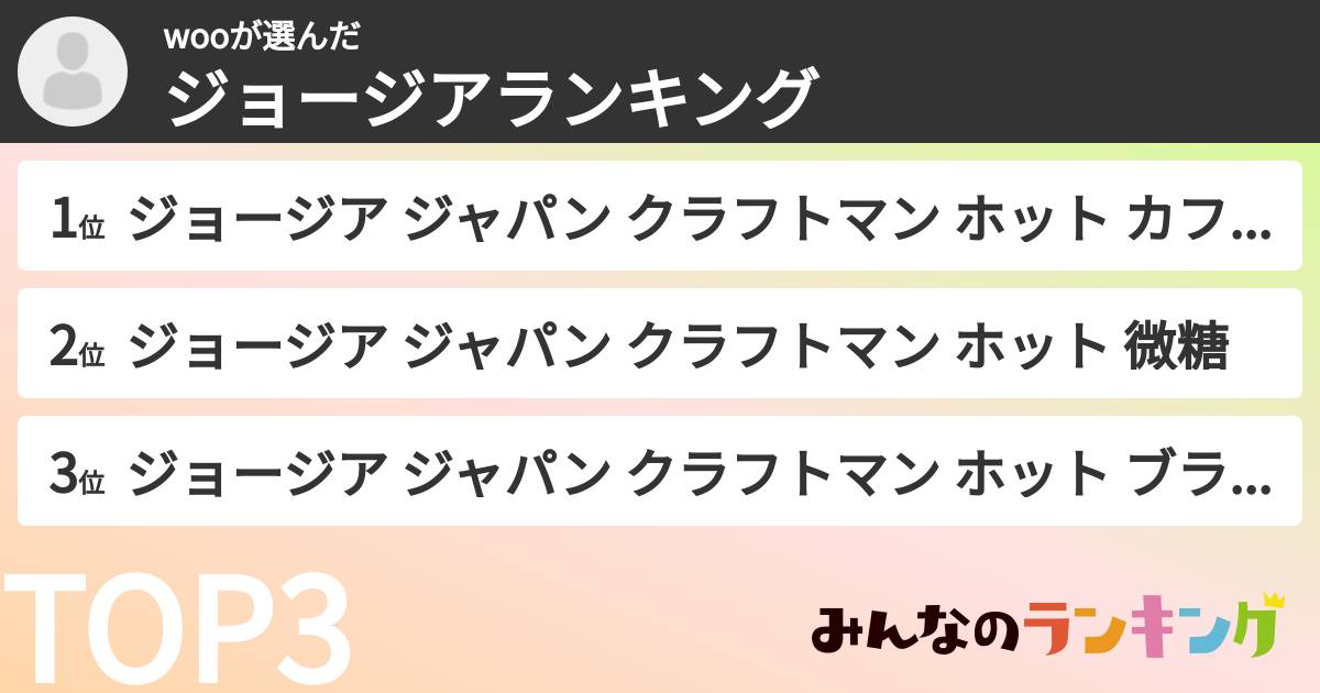 wooさんの「ジョージアランキング」