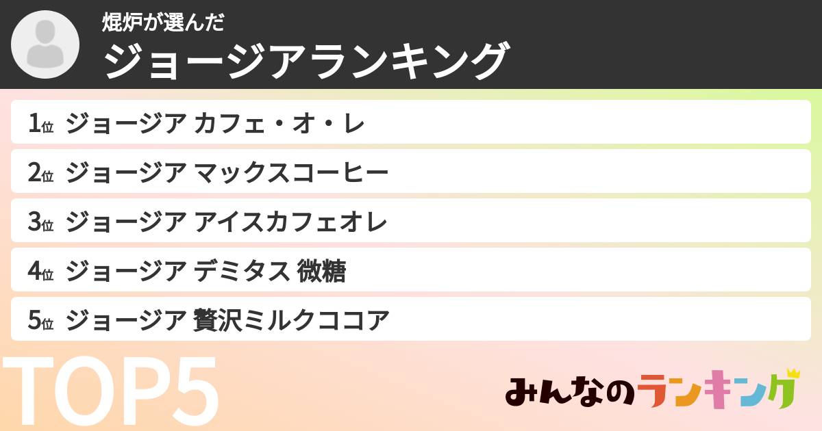 焜炉さんの「ジョージアランキング」