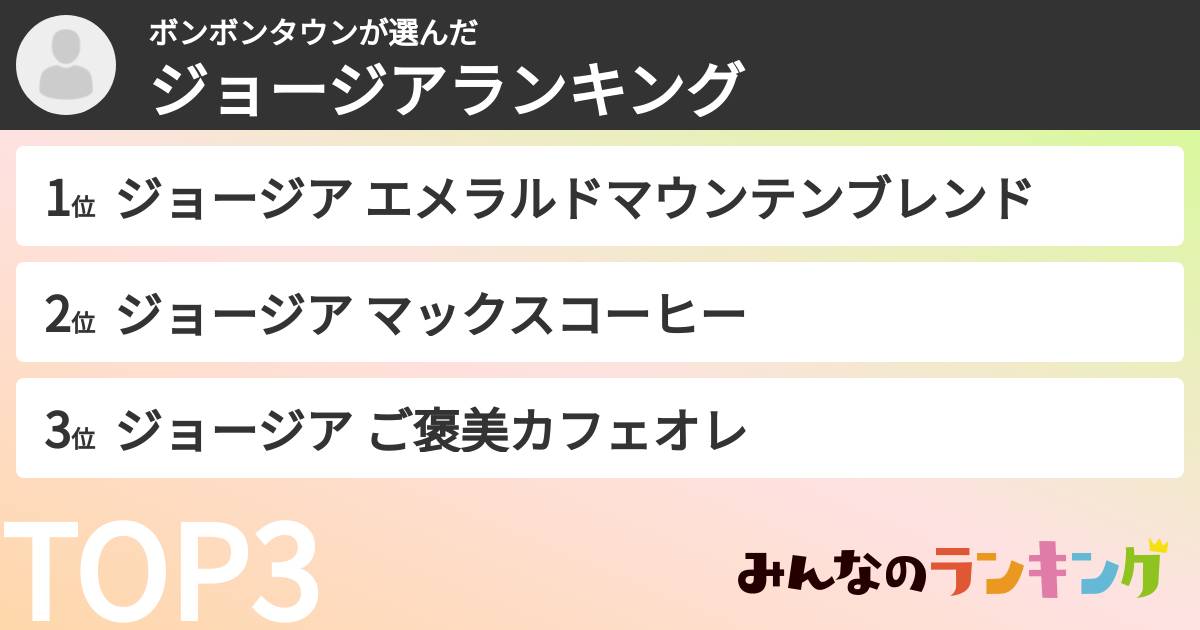 ボンボンタウンさんの「ジョージアランキング」