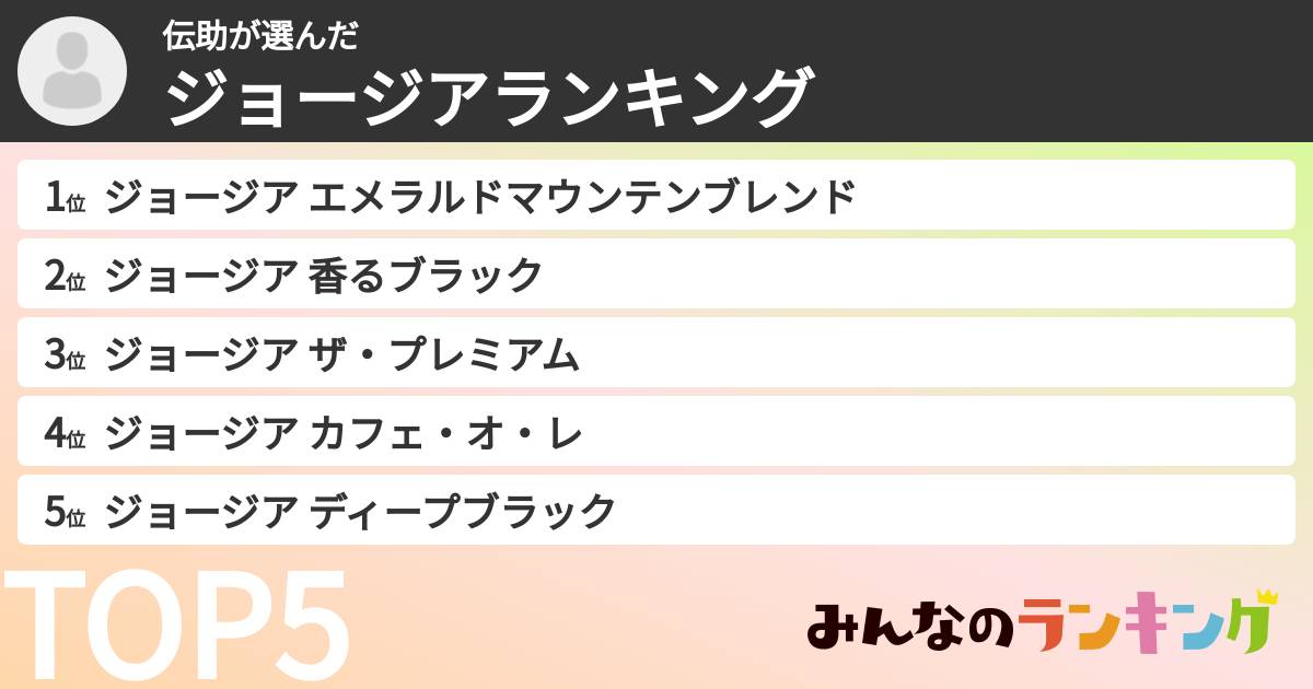 伝助さんの「ジョージアランキング」