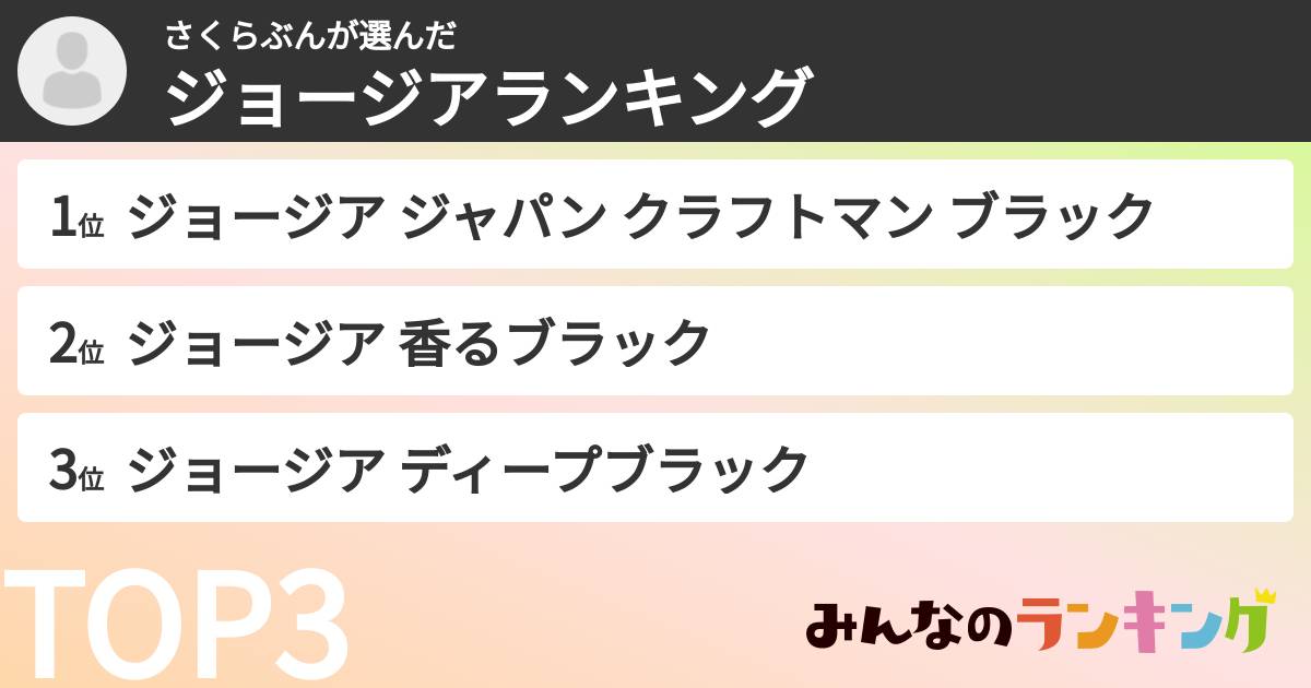 さくらぶんさんの「ジョージアランキング」