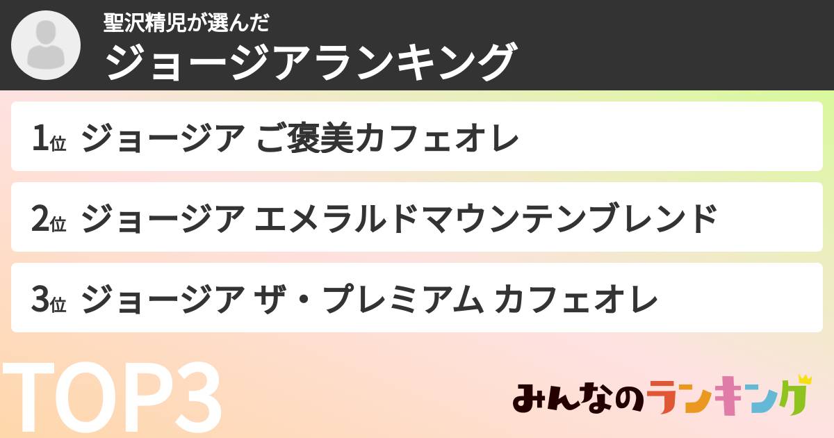 聖沢精児さんの「ジョージアランキング」