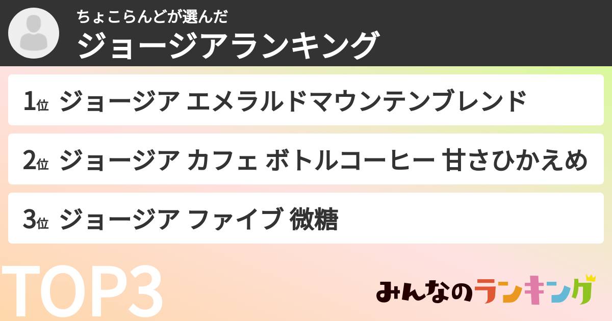 ちょこらんどさんの「ジョージアランキング」