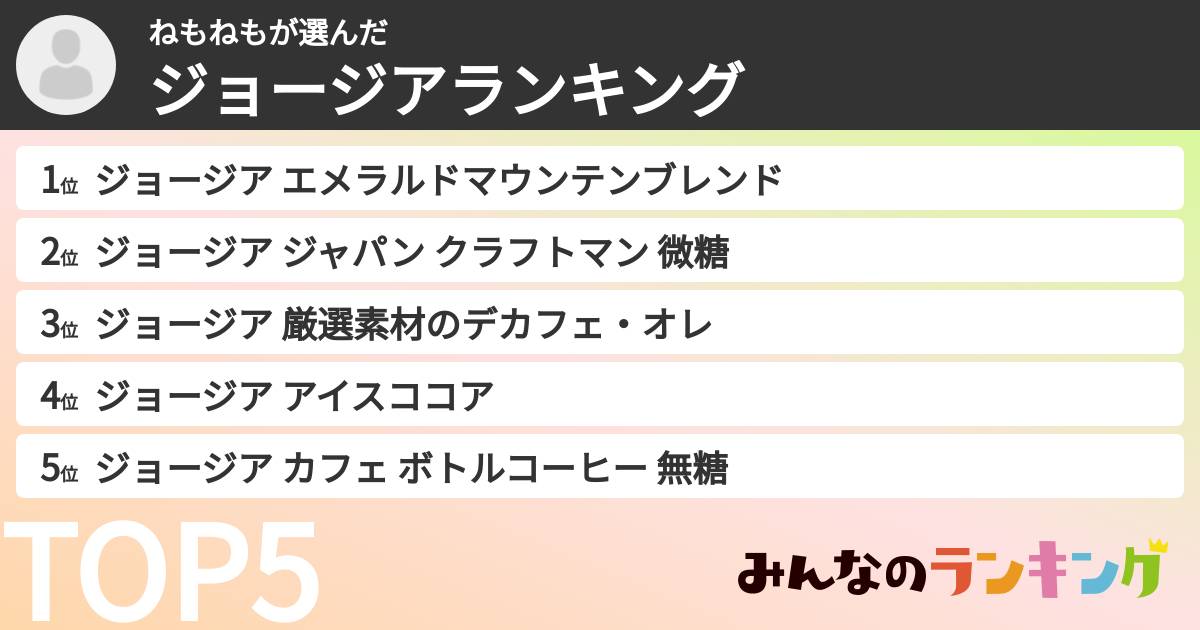 ねもねもさんの「ジョージアランキング」