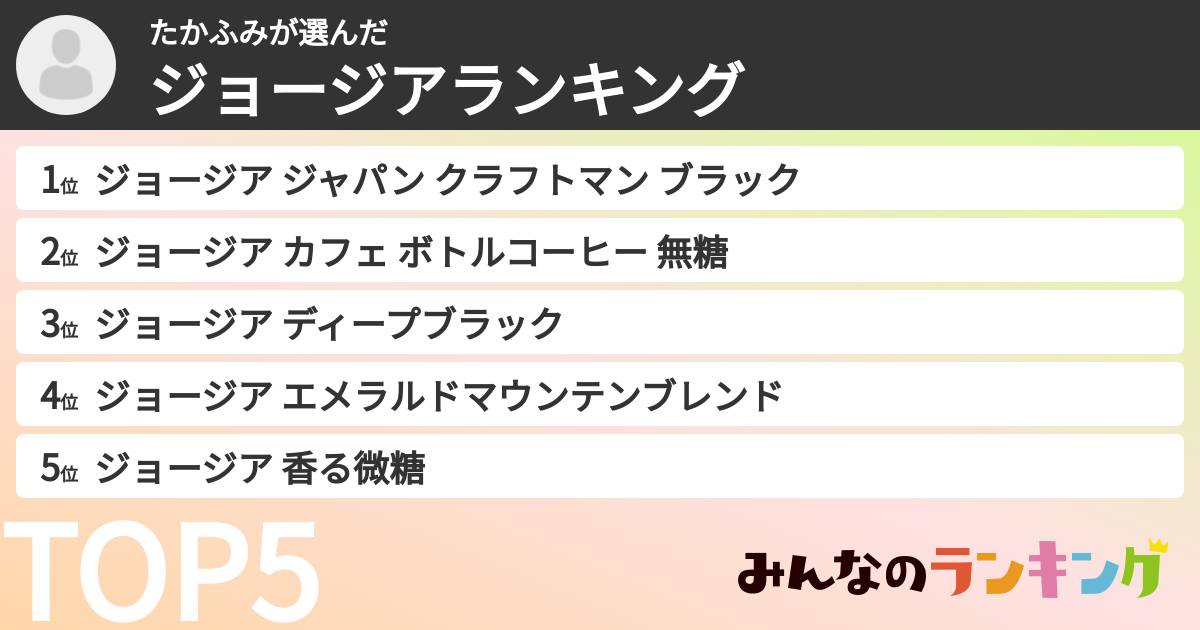 たかふみさんの「ジョージアランキング」