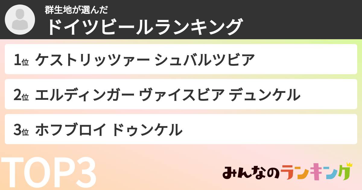 群生地さんの「ドイツビールランキング」