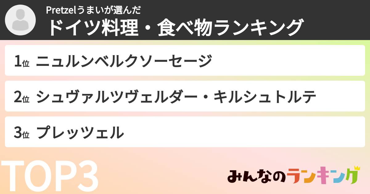 Pretzelうまいさんの「ドイツ料理・食べ物ランキング」