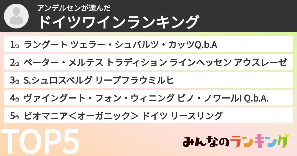 アンデルセンさんの「ドイツワインランキング」