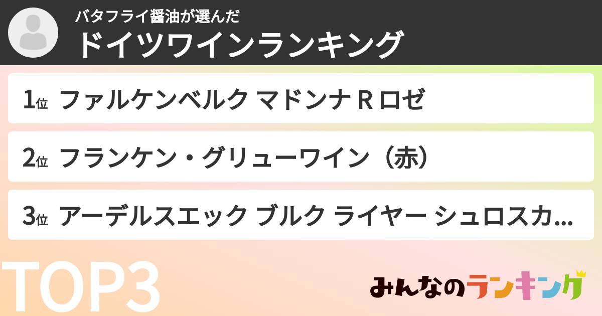 バタフライ醤油さんの「ドイツワインランキング」