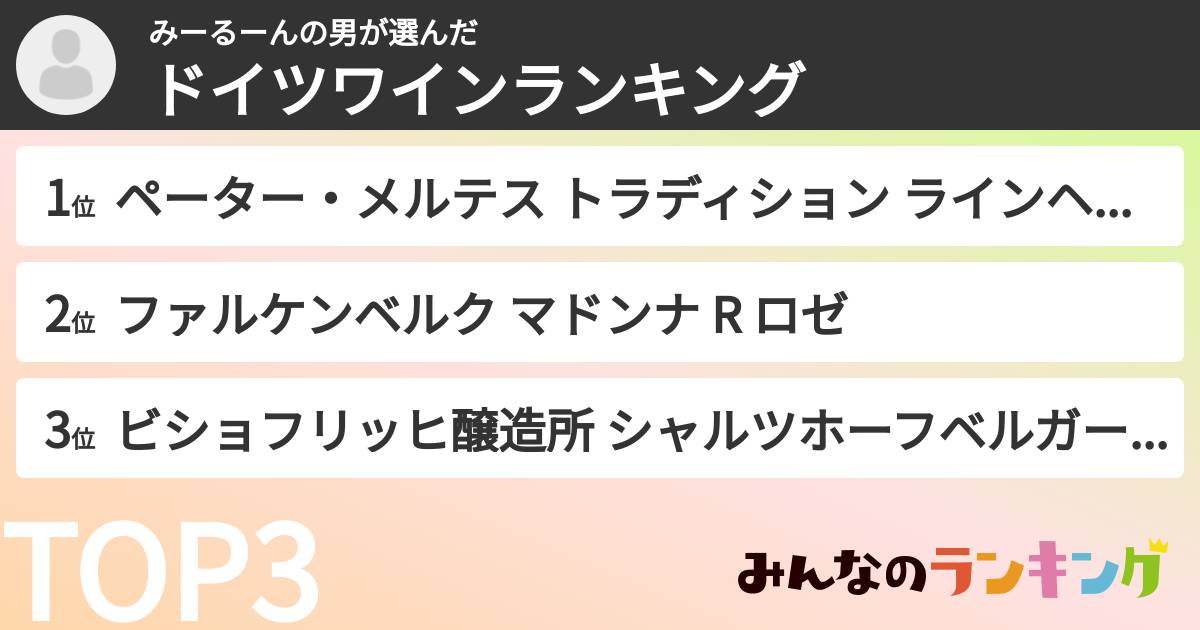 みーるーんの男さんの「ドイツワインランキング」