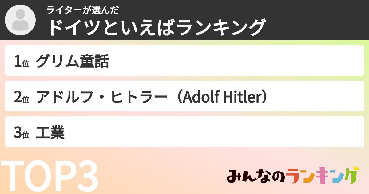 ライターさんの「ドイツといえばランキング」