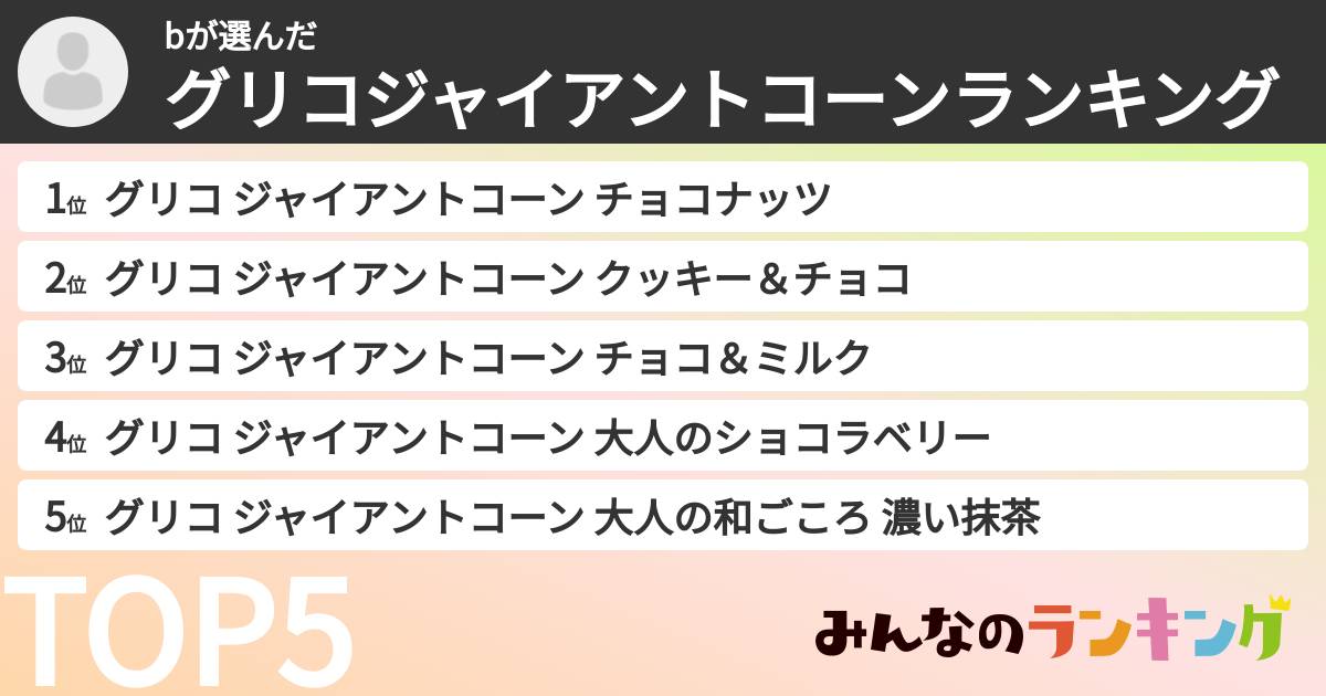 bさんの「グリコジャイアントコーンランキング」