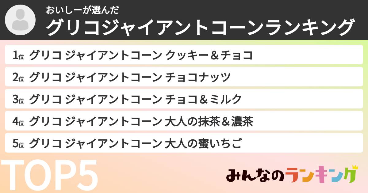おいしーさんの「グリコジャイアントコーンランキング」