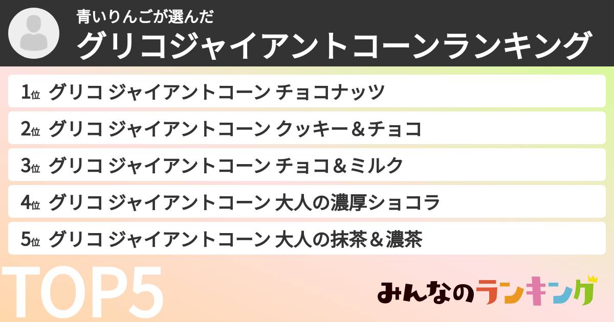 青いりんごさんの「グリコジャイアントコーンランキング」