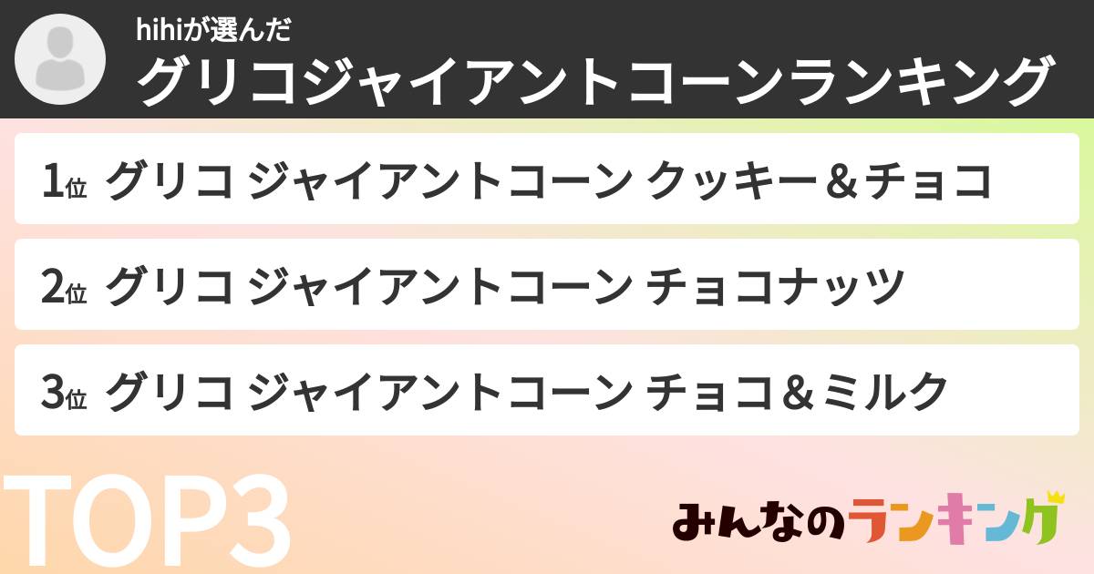 hihiさんの「グリコジャイアントコーンランキング」