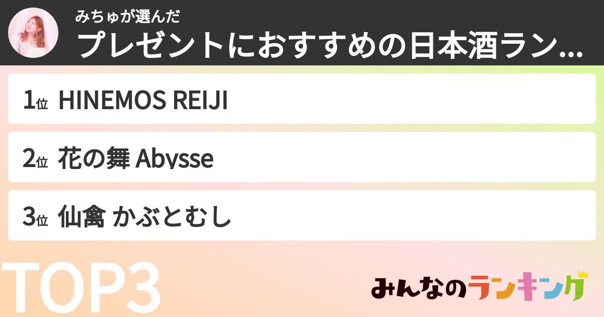みちゅさんの「プレゼントにおすすめの日本酒ランキング」