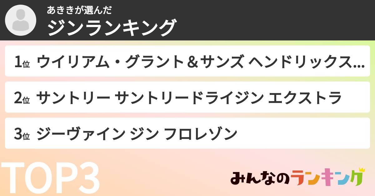 あききさんの「ジンランキング」