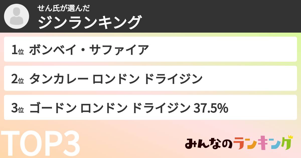 せん氏さんの「ジンランキング」