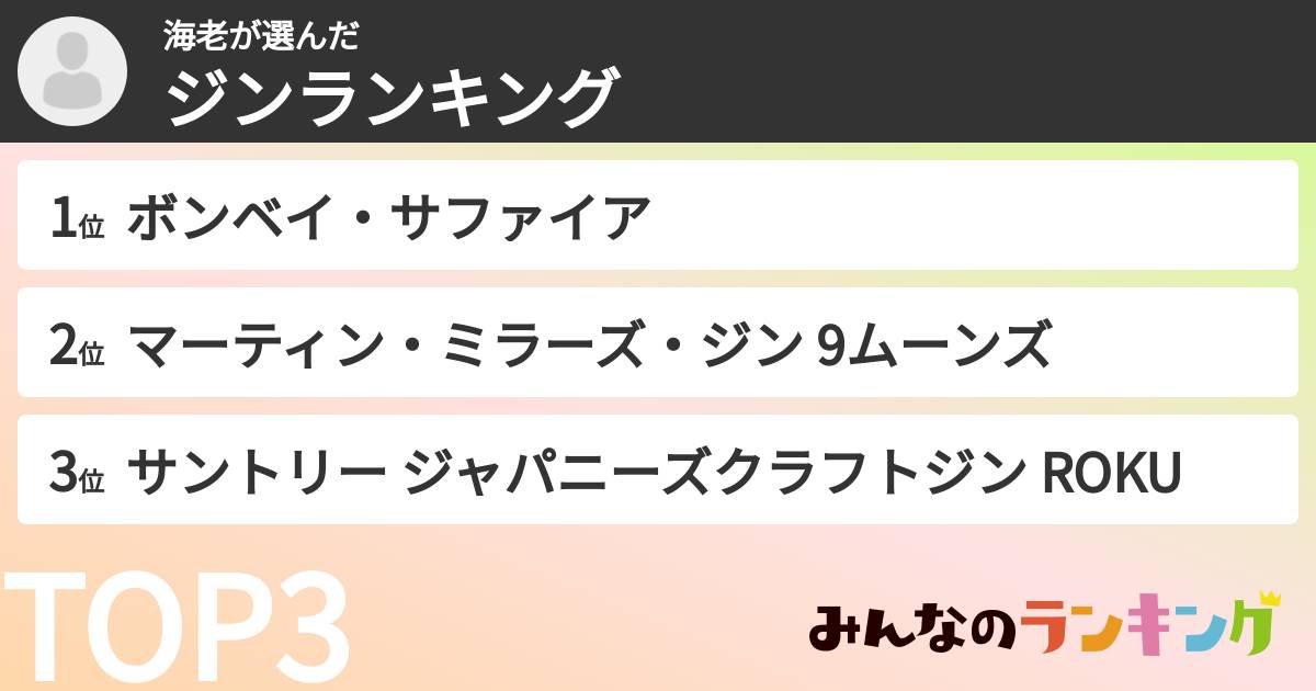 海老さんの「ジンランキング」