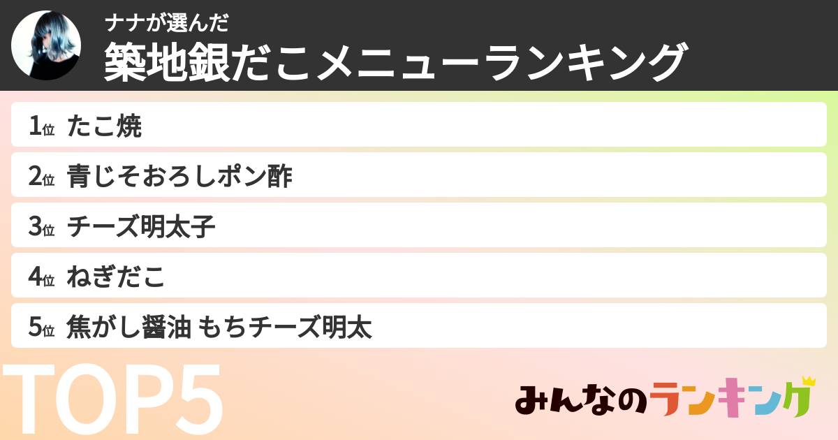 ナナさんの「築地銀だこメニューランキング」