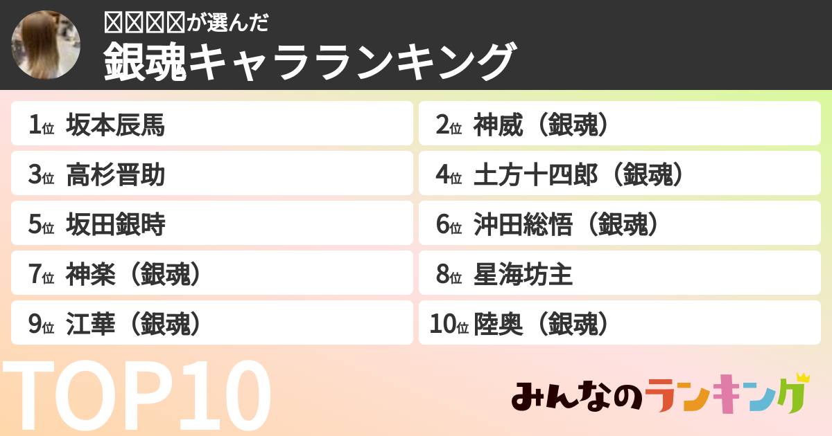 ℛℐ𝒦𝒪さんの「銀魂キャラランキング」