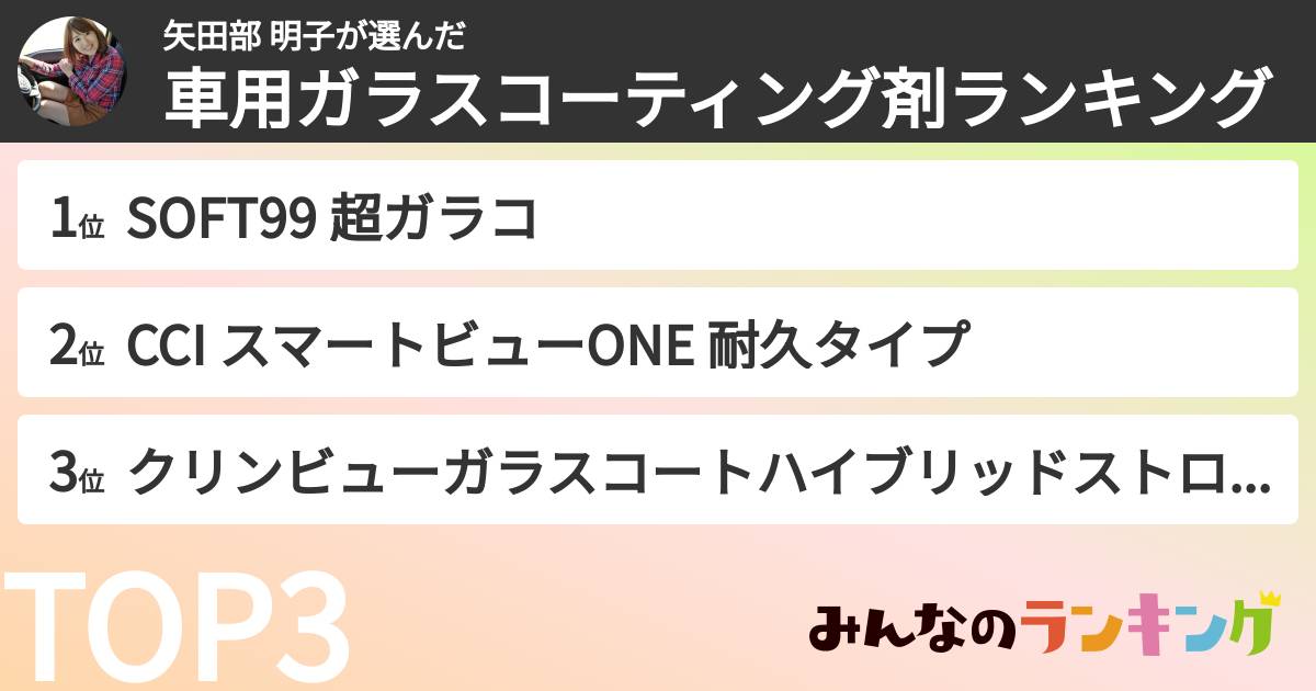 矢田部 明子さんの「車用ガラスコーティング剤ランキング」