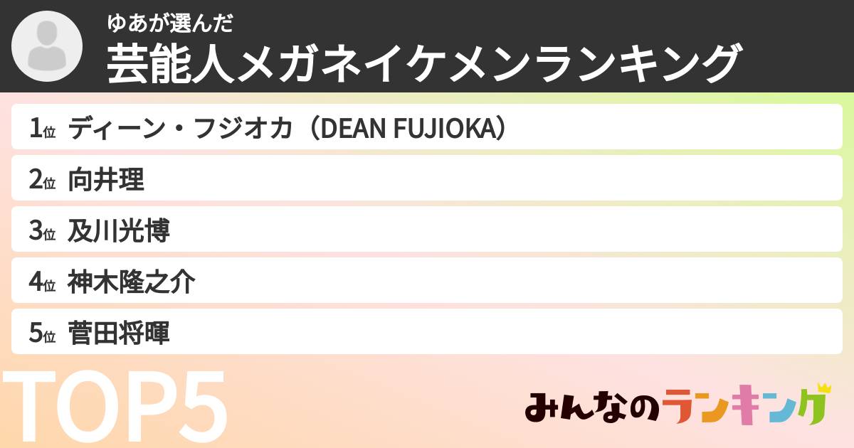 ゆあさんの「芸能人メガネイケメンランキング」