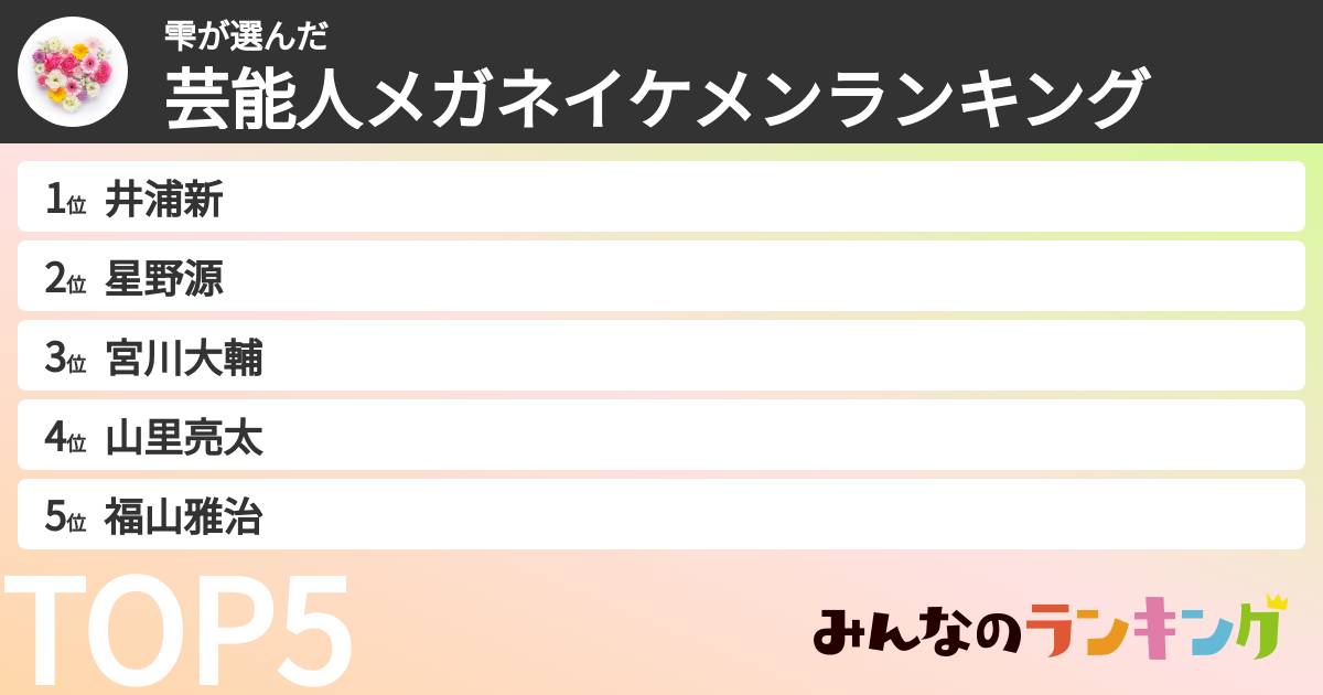 雫さんの「芸能人メガネイケメンランキング」