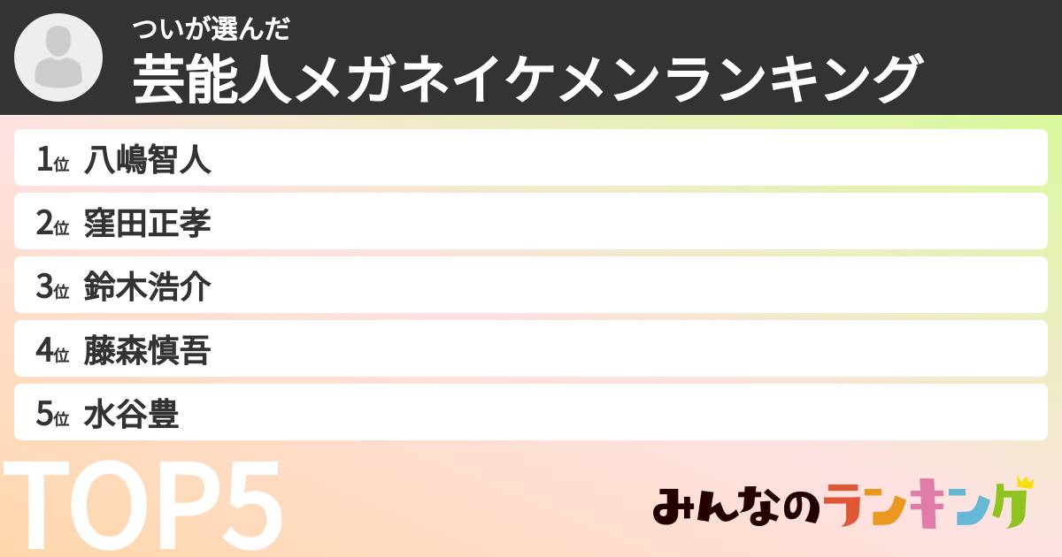 ついさんの「芸能人メガネイケメンランキング」