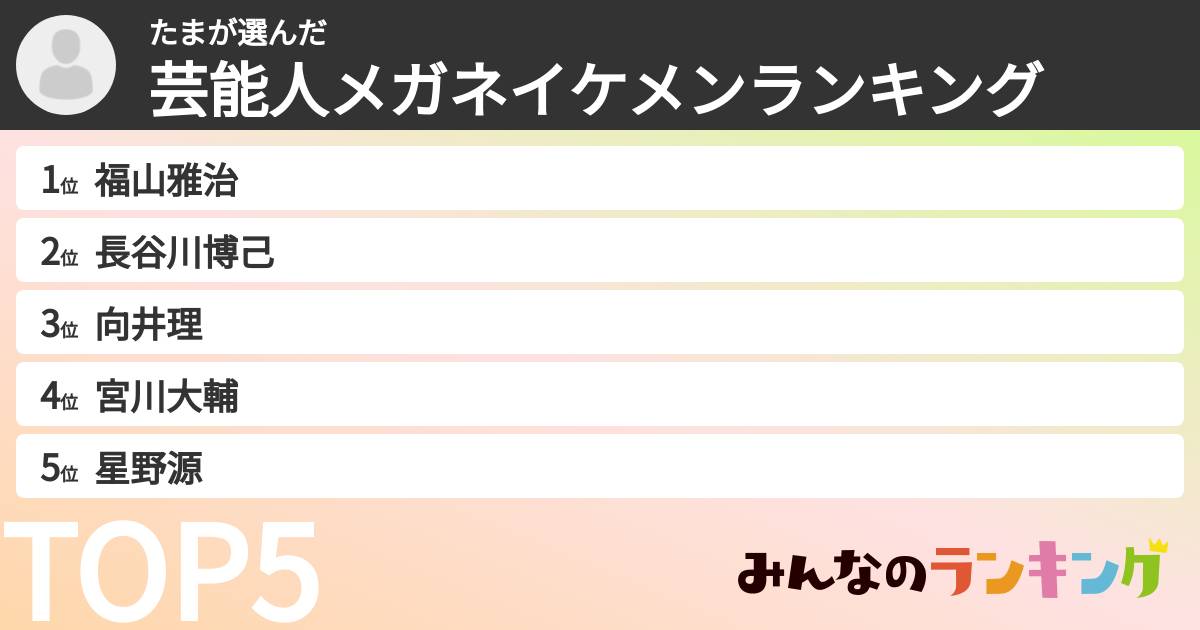 たまさんの「芸能人メガネイケメンランキング」