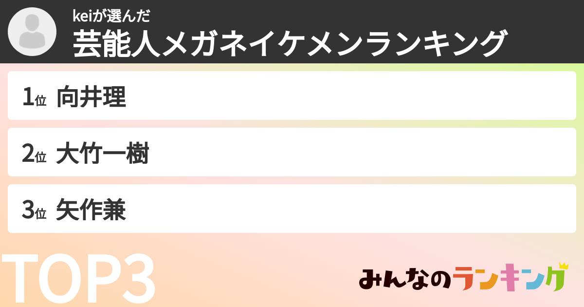 keiさんの「芸能人メガネイケメンランキング」