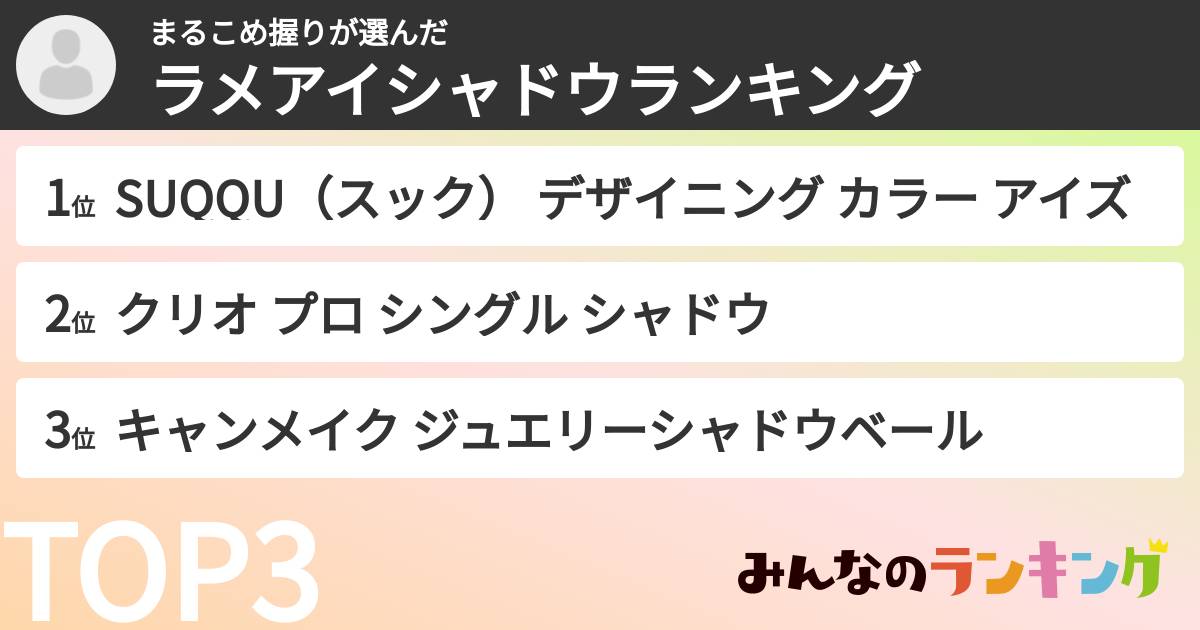まるこめ握りさんの「ラメアイシャドウランキング」