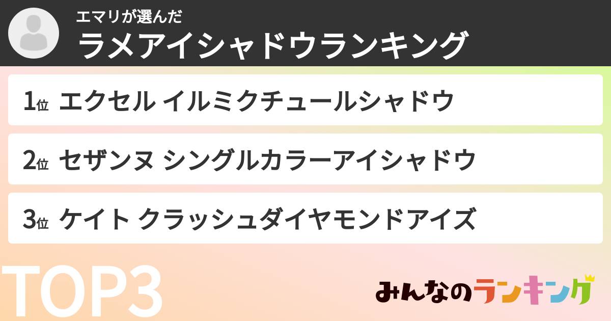 エマリさんの「ラメアイシャドウランキング」