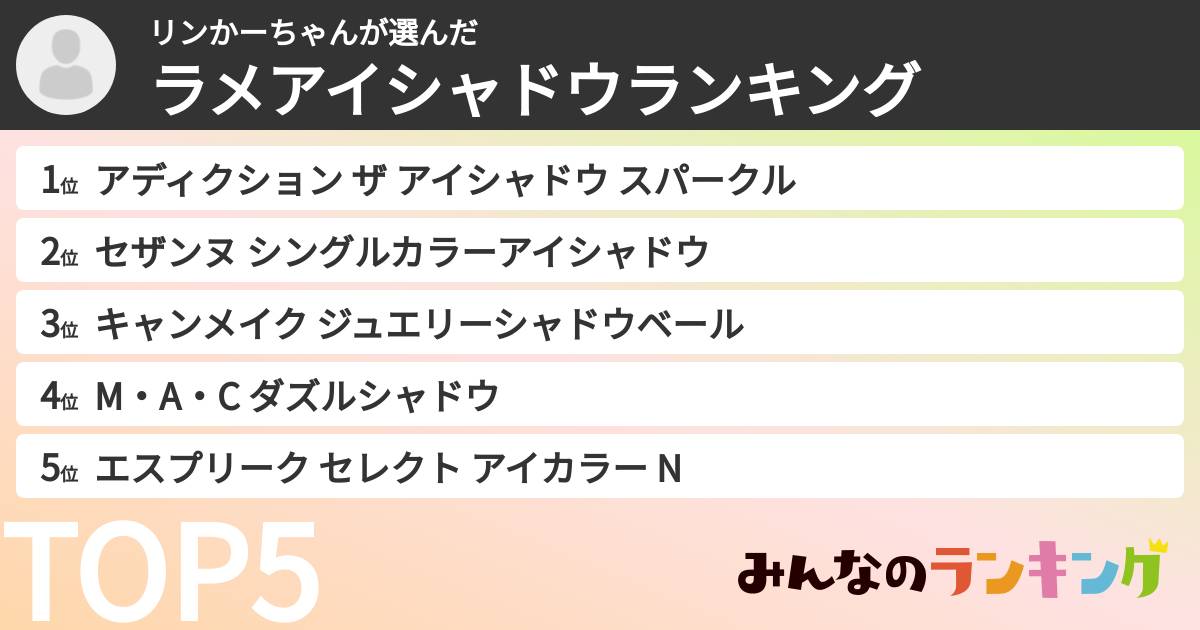 リンかーちゃんさんの「ラメアイシャドウランキング」