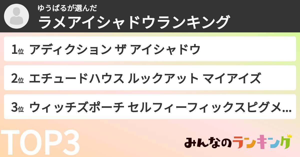 ゆうぱるさんの「ラメアイシャドウランキング」