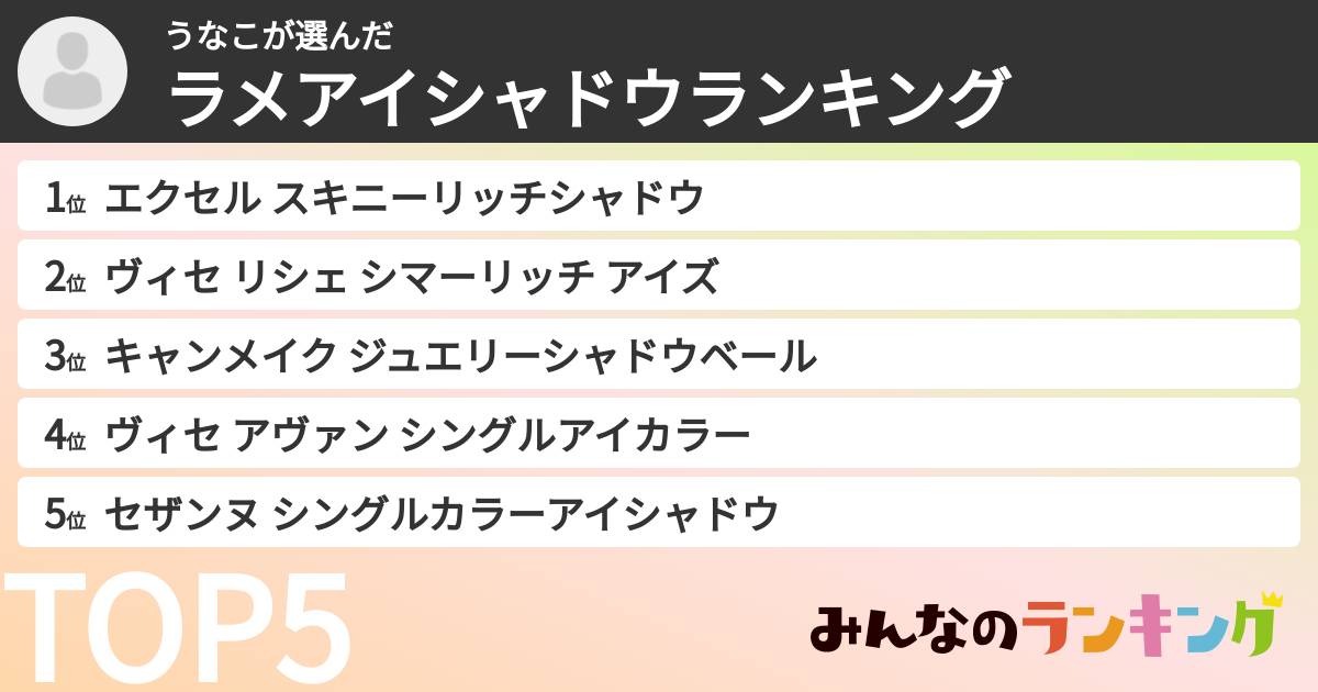 うなこさんの「ラメアイシャドウランキング」