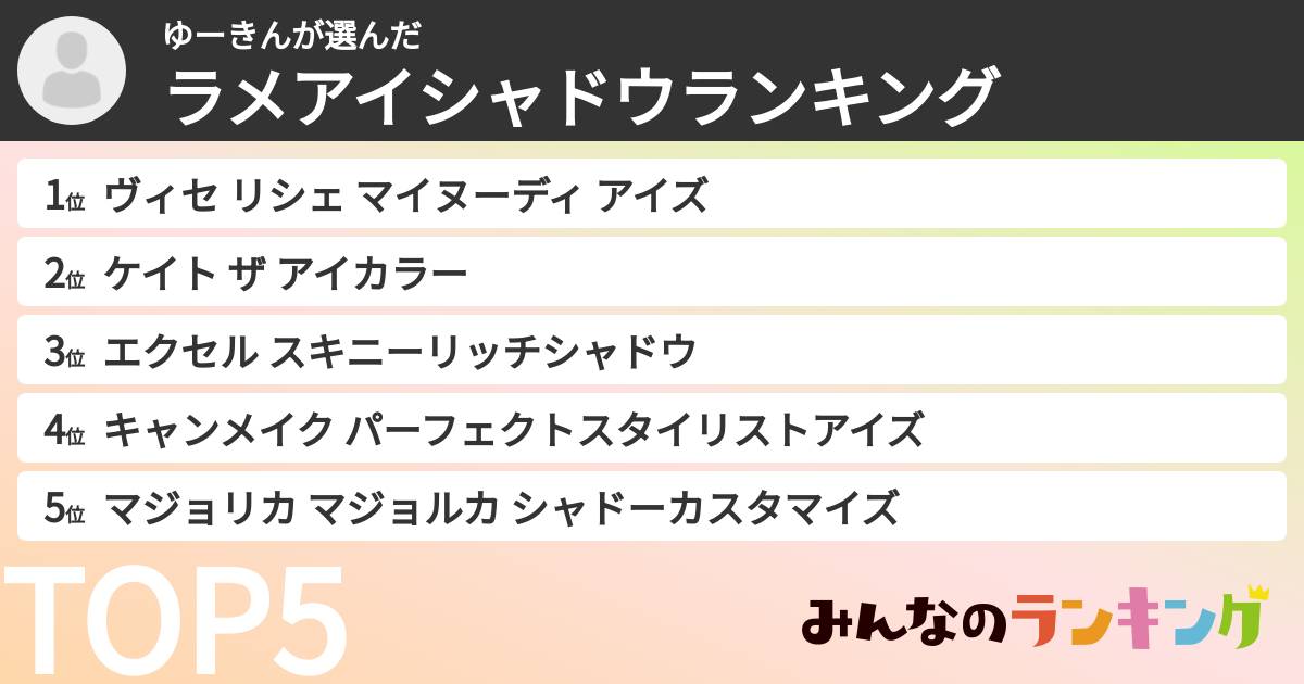ゆーきんさんの「ラメアイシャドウランキング」