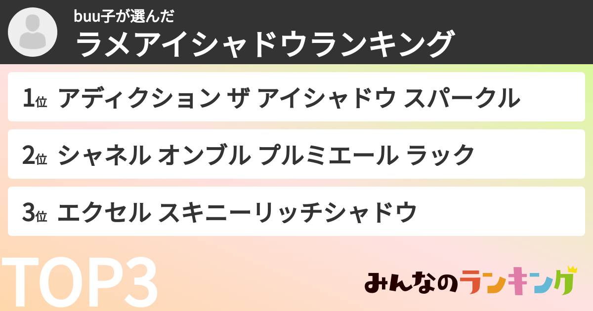 buu子さんの「ラメアイシャドウランキング」