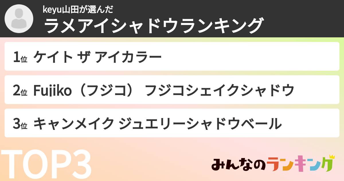 keyu山田さんの「ラメアイシャドウランキング」