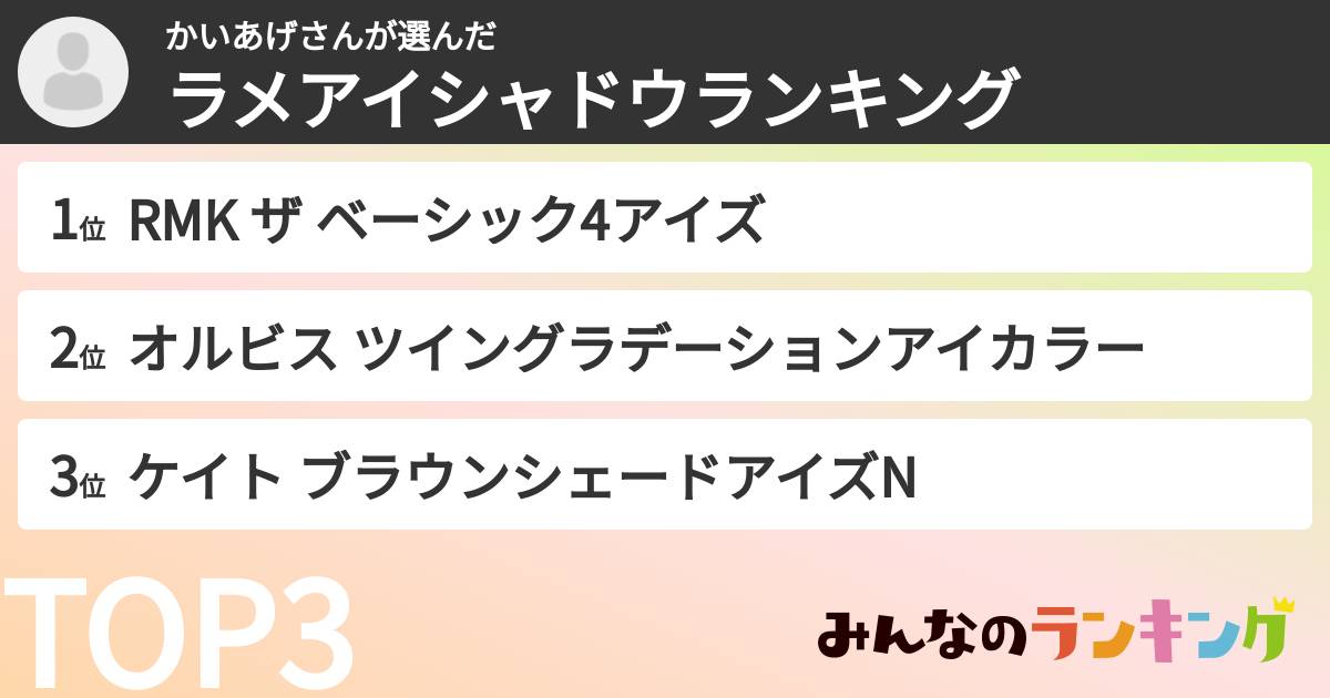 かいあげさんさんの「ラメアイシャドウランキング」