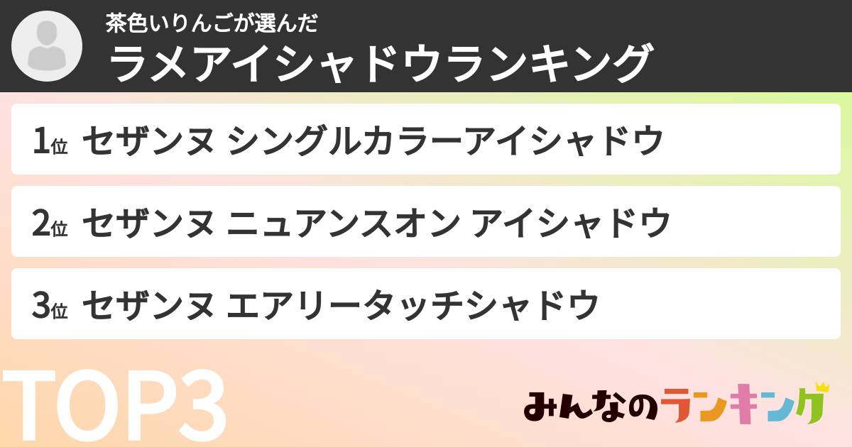 茶色いりんごさんの「ラメアイシャドウランキング」