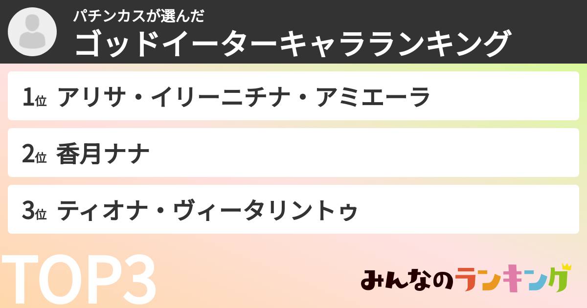パチンカスさんの「ゴッドイーターキャラランキング」