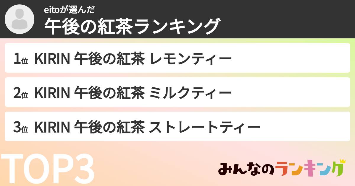 eitoさんの「午後の紅茶ランキング」