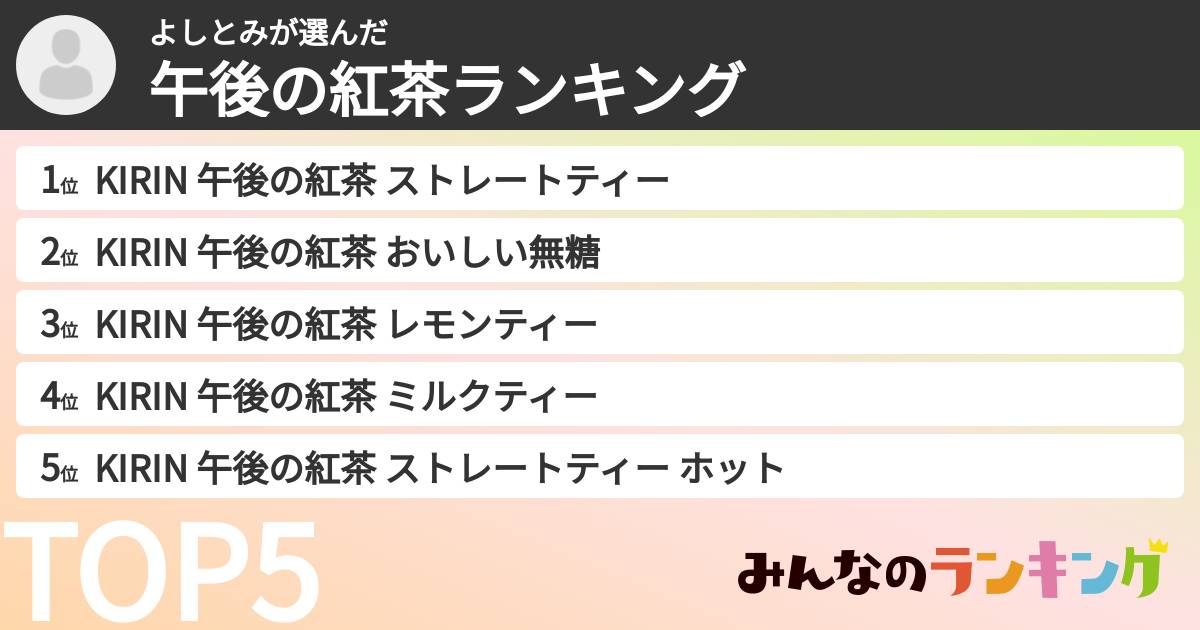 よしとみさんの「午後の紅茶ランキング」