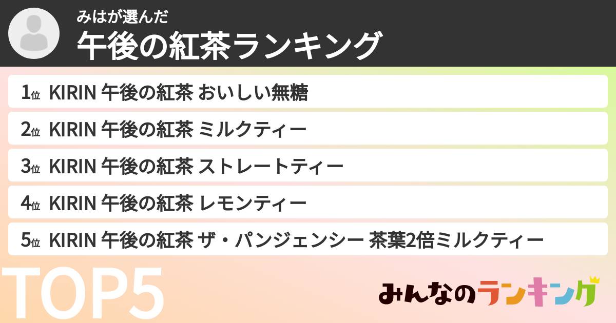 みはさんの「午後の紅茶ランキング」