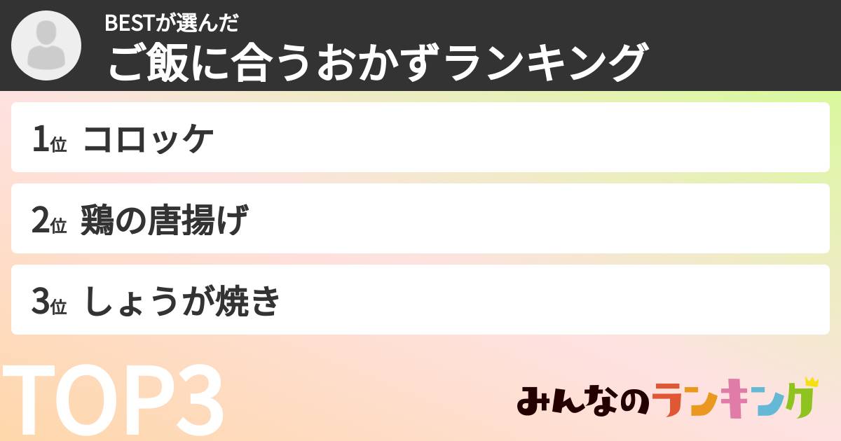 BESTさんの「ご飯に合うおかずランキング」