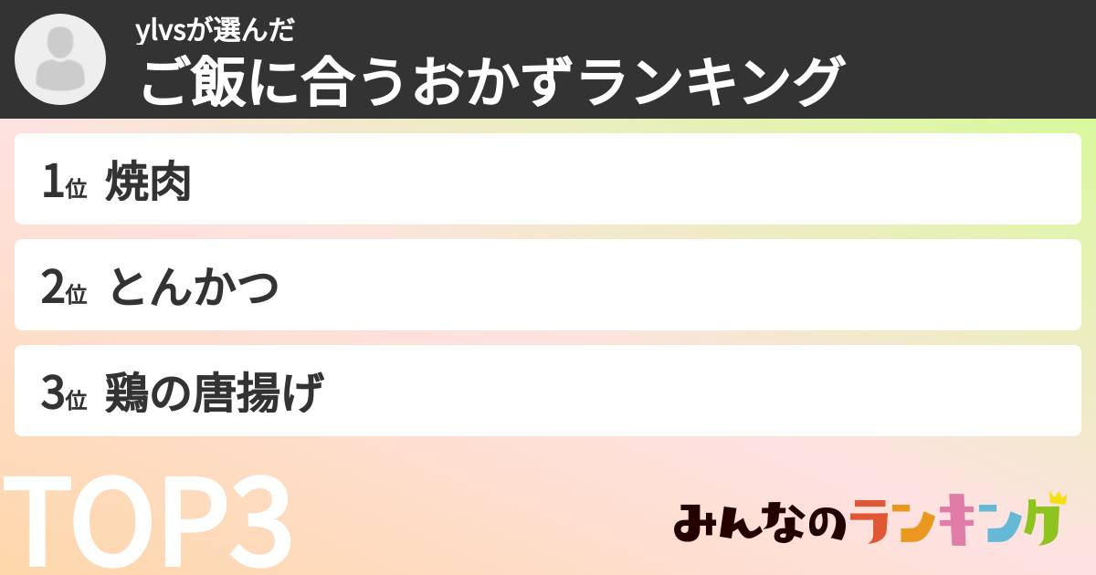 ylvsさんの「ご飯に合うおかずランキング」