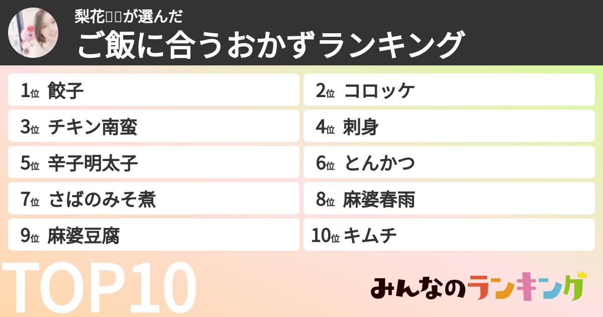 梨花🥞🐼さんの「ご飯に合うおかずランキング」